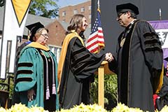Dean Linda Norman, Brenna Gillis, Chancellor Nicholas Zeppos